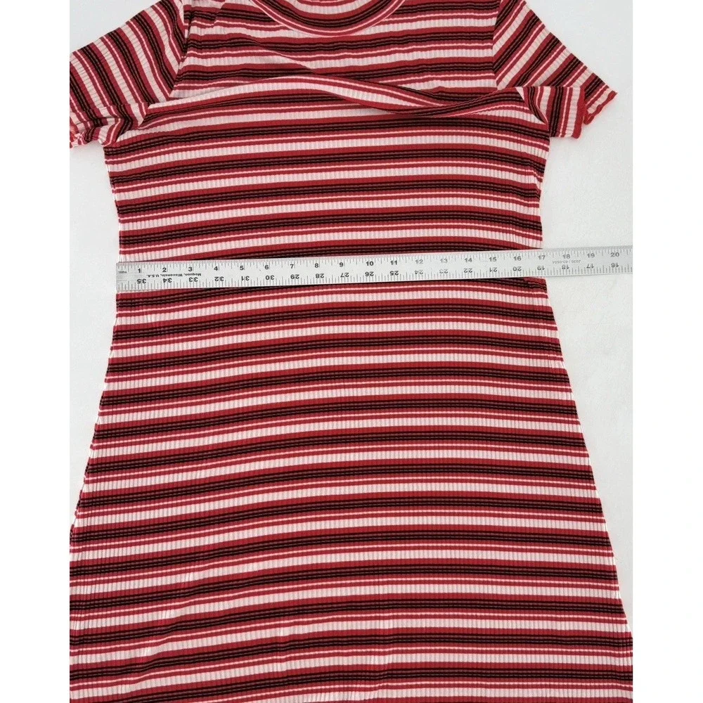 Wild Fable Ribbed Ruffle Edge Striped Dress Sz M Lightweight 90's, Academia, Y2K